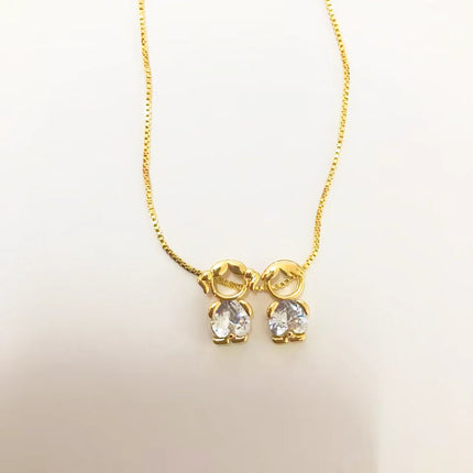 Nidin Fashion Cute Girls Boys Pendant Necklaces For Women Heart Shape Crystal Zircon Charm Clavicle Chain Jewelry Birthday Gifts PlatiNum
