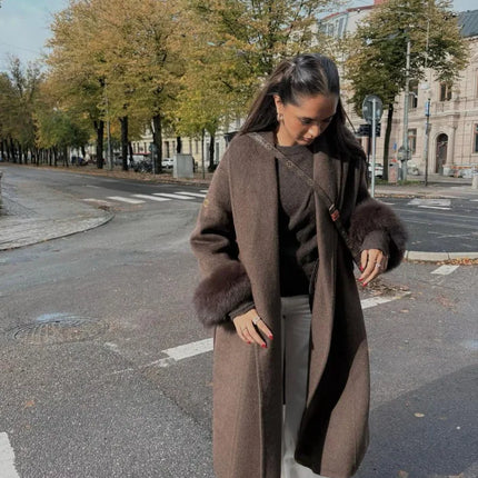 BJTZ Fox Fur Classic Long Double-Sided Pure Wool Coat For Women 2025 New Autumn Winter High-End Woolen Jacket