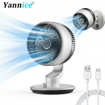 Ventilatore da tavolo USB da 7800 mAh, 5 velocità regolabili, timer 9H e 120° °   Ventilatore Elettrico Oscillante Intelligente da Parete Silenzioso per Cucina e Bagno