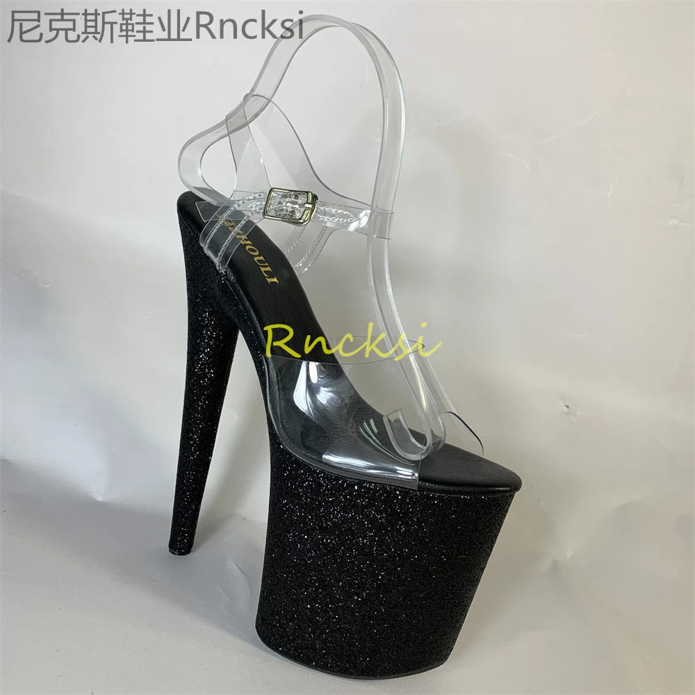 20cm High-heeled sandals women's new transparent word with high heels, stilettos and sexy super high-heeled sandals
