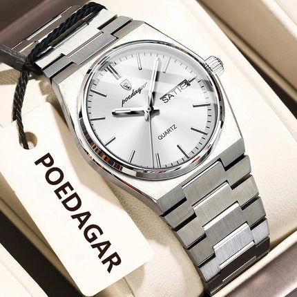 POEDAGAR Orologio da donna alla moda Orologio da polso da donna di lusso luminoso impermeabile in acciaio inossidabile Data settimana Orologi al quarzo da donna Reloj platinumshop