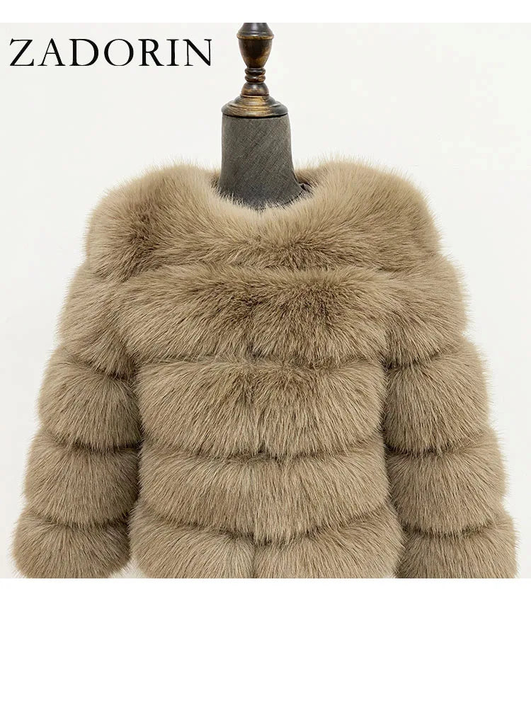 ZADORIN Winter Luxury Long Mink Fur Coats Woman Warm Faux Fur Coat Long Sleeve Fluffy Fur Jacket Woman Overcoat Fur Faux Coat