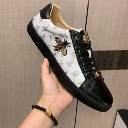 Men's Handmade Leather Sneakers Luxury Casual Comfortable Breathable All-Season Running Sports Shoes Fashionable
