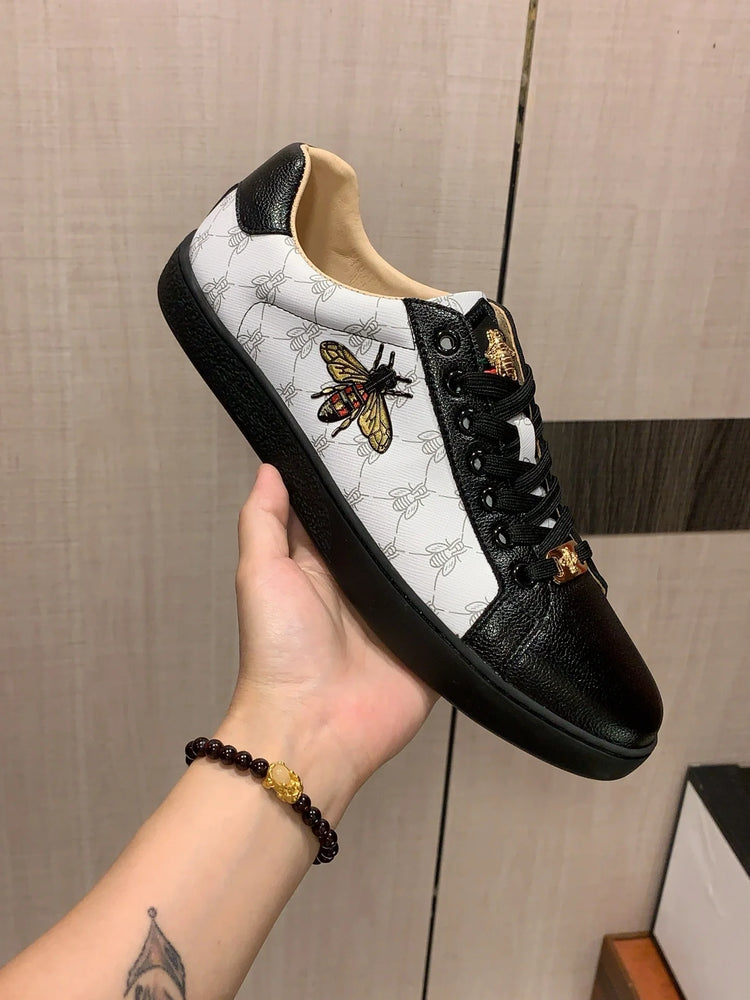 Men's Handmade Leather Sneakers Luxury Casual Comfortable Breathable All-Season Running Sports Shoes Fashionable