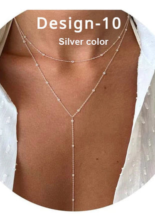 Lariat Gold Necklace for Women Teen Girls Mom, Dainty Long Necklace 14k Gold Plated STAINLESS STEEL Y-Shaped Pendant Necklaces PlatiNum