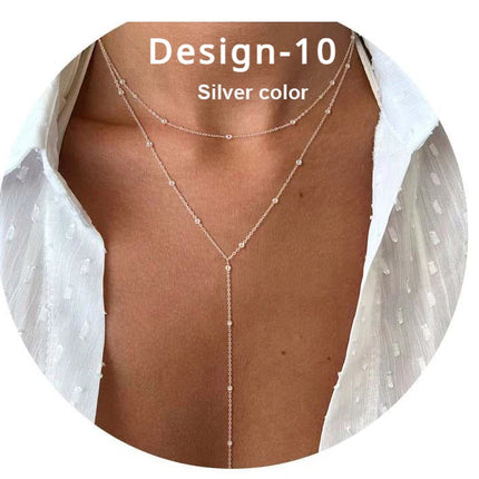 Lariat Gold Necklace for Women Teen Girls Mom, Dainty Long Necklace 14k Gold Plated STAINLESS STEEL Y-Shaped Pendant Necklaces PlatiNum