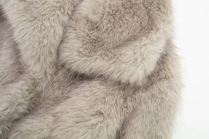 Women Elegant Faux Fur Coat Warm Fluffy Loose Long Sleeve Lapel Jacket Autumn Winter Fashion High Street Lady Outerwear