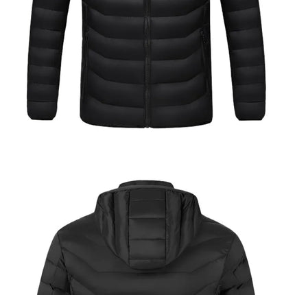 New Men'S Winter Four Control 21 Zone Intelligent Heating And Warming Fashionable And Casual Hooded Cotton Coat (No Power Bank)
