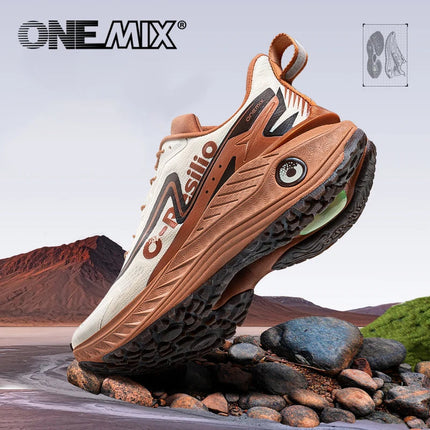 ONEMIX Autunno Inverno Luce 0 Outdoor Shock Assorbibile Leggero Scarpe da corsa da fondo Uomo Antiscivolo Resistente all'usura Arrampicata PlatiNum