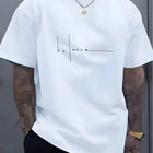 Men's Fashion Balance Letter Pattern Crew Neck Short Sleeve Casual T-Shirt PlatiNum