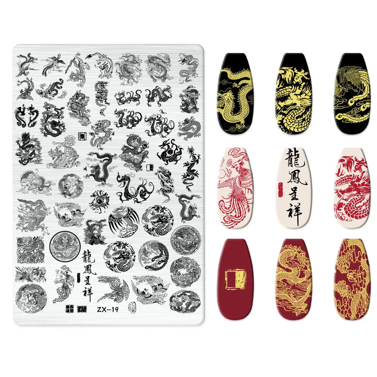 Flowers Love Nail Stamping Newspaper Splice Theme Irregular Stamping Plates Letter Nail Art Printing Stencil Tool Big Size Tools
