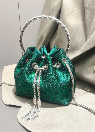 Handle Rhinestones Evening clutch Bag Purses and handbag luxury Designer shoulder bag Shiny Crystal Clutch purse bucket bag PlatiNum