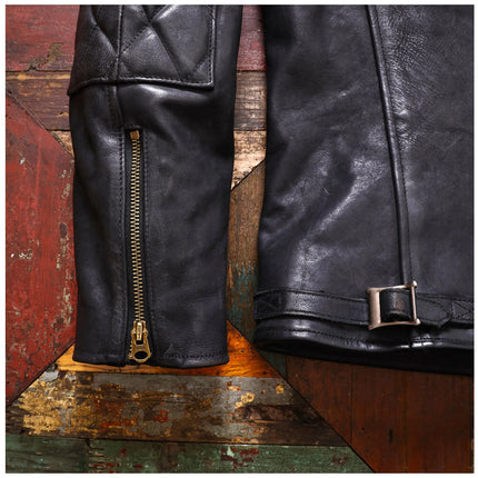 Genuine Leather Jacket Men Black Biker Coat Warm Windproof Snap Collar Zip Pockets Vintage Motorcycle Jacket Autumn Winter