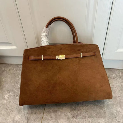Borsa a mano di lusso in pelle martellata con chiusura in metallo, manico rigido, borsa professionale per affari e cerimonie