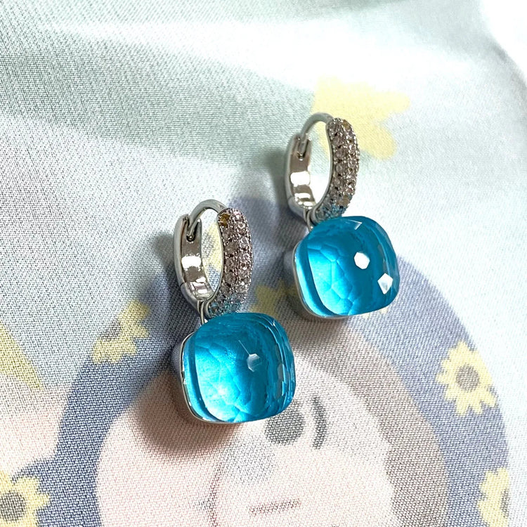 Classic Candy Color Earrings Inlay Transparent Zircon 27Colors Crystal Earrings Platinum Plated Fashion Jewelry For Women PlatiNum
