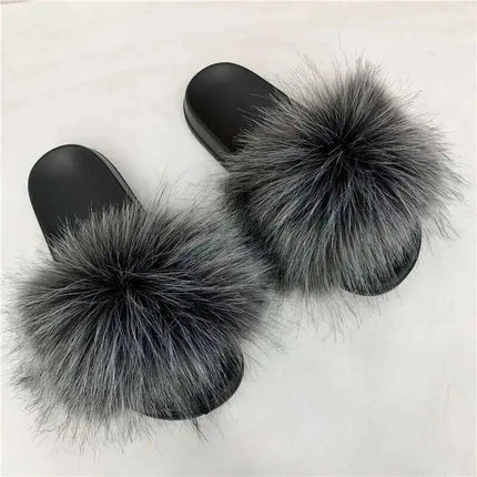 Fluffy Slippers for Women Soft Faux Fur Women's Summer Slippers Stylish Open Toe Sandals Comfy Fuzzy Indoor Outdoor Beach Shoes