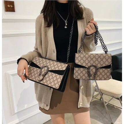 Fashion Popular Women's Bag Trend Brand Retro Chain Shoulder Bag High Quality Ladies Crossbody Bag Designer Luxury Handbag PlatiNum
