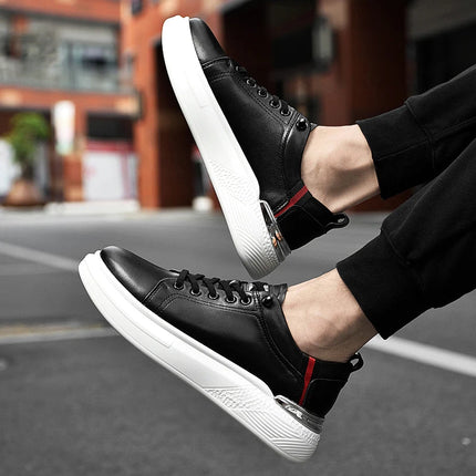 Genuine Leather Men's Height-Enhancing Shoes Men's White Sneakers Men's Elevator Height-Increasing Insoles 6/8 Cm Sports Shoes