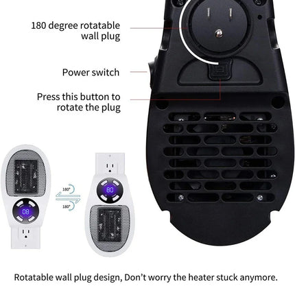Portable Mini Space Heater with Remote Control Fast Heating Electric Warmer for Room Office Desk Indoor Use