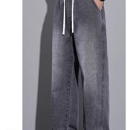 Abbigliamento da uomo Pantaloni a gamba larga Jeans larghi Streetwear Pantaloni in denim moda dritti Y2k Pantaloni da uomo in vita elastica lavati vintage
