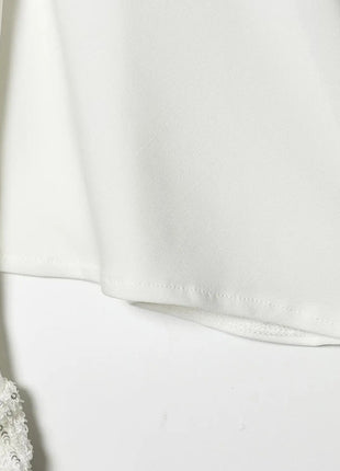 HH 2026 Abito Corto Elegante da Donna Bianco con Maniche Corte, Schiena Scoperta e Decorazioni in Paillettes, Mini Abito Sexy alla Moda per Feste platinumshop