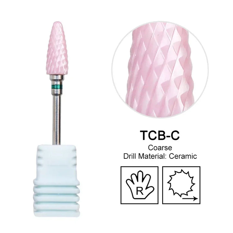 Pink Ceramic Carbide Nail Drill Bits Milling Cutter For Gel Polish Remover Electric Nail Machine Polishing Peeling File Home Salon Manicure Pedicure Accessories
