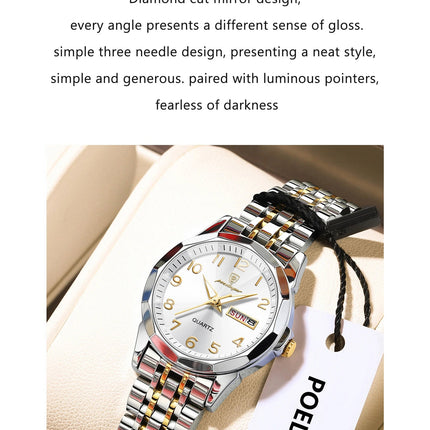 POEDAGAR elegante orologio da polso da donna al quarzo impermeabile luminoso data settimana orologio da donna orologi da donna casual in acciaio inossidabile reloj platinumshop
