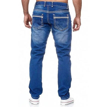 Straight Jeans Men Washed no hole Jean Spring Summer Boyfriend Jeans Streetwear Loose Cacual Designer Long Denim Pants Trousers PlatiNum