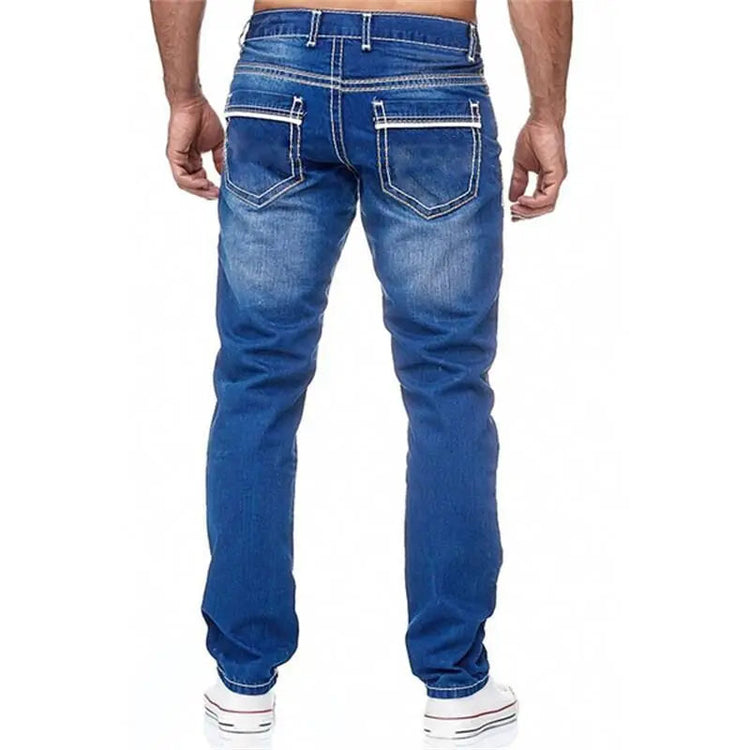 Straight Jeans Men Washed no hole Jean Spring Summer Boyfriend Jeans Streetwear Loose Cacual Designer Long Denim Pants Trousers PlatiNum