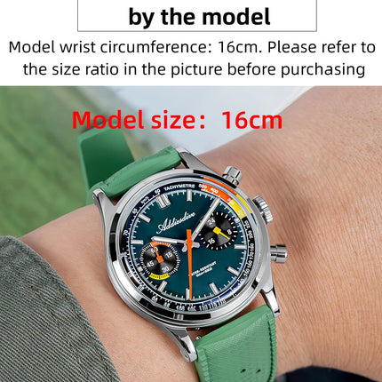 ADDIESDIVE New Men Watch 38mm VK64 Chronograph Fluororubber Luxury Domed Glass BGW9 Luminous 100m Waterproof Quartz Wristwatch