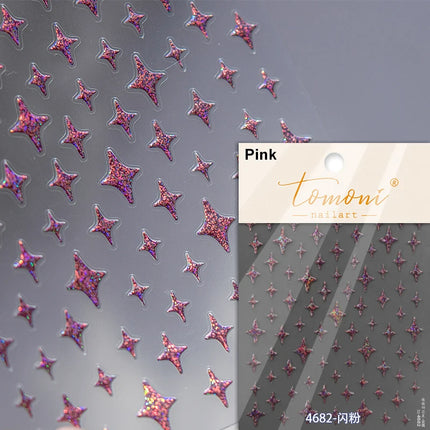 Punk Glitter Powder Blue Pink Star Charm Laser Silver Gold Starlight Rhinestones Moon DIY Nail Art Stickers Manicure Tool Decals
