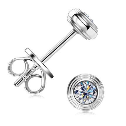 IOGOU D0.10CT Moissanite Diamond Round Stud Earrings 925 Sterling Silver Original Fine Jewelry for Women Girls Anniversary Gifts PlatiNum