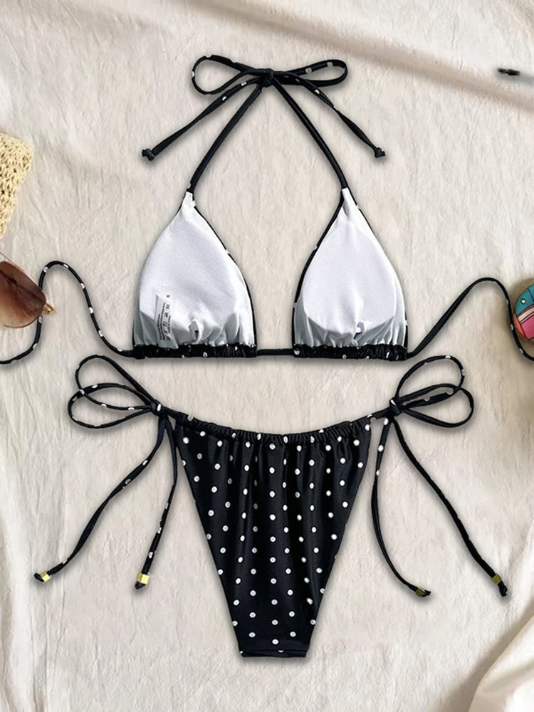 Micro Bikini Sexy da Donna 2026, Costume da Bagno a Pois, Set Bikini Brasiliano, Perizoma, Biquini, Costumi da Bagno a Stringa, Abbigliamento da Spiaggia Femminile