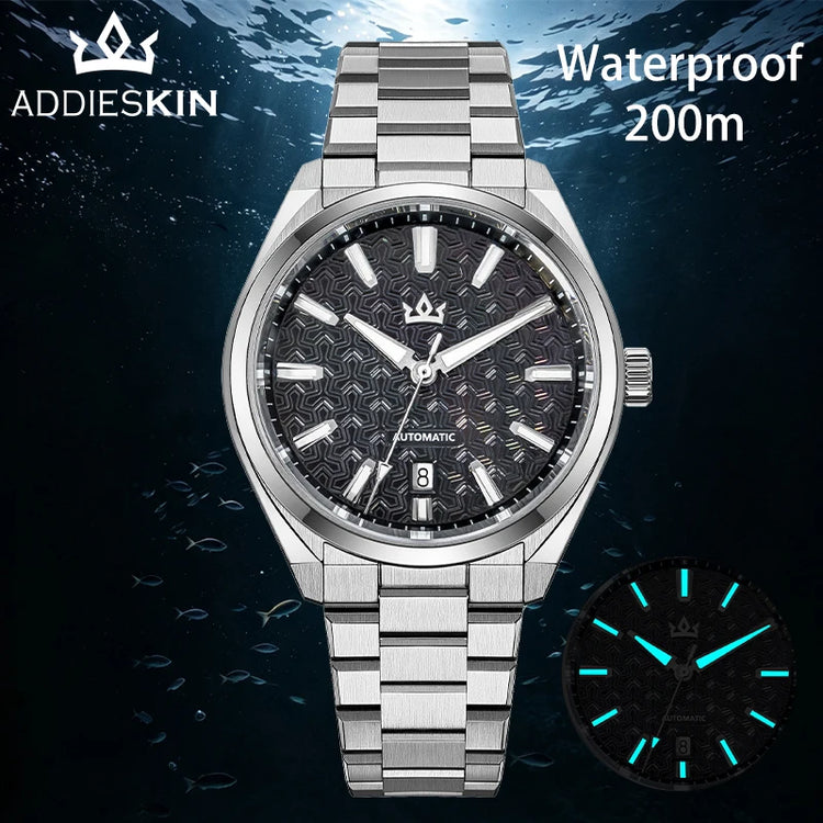 AddiesKin K014 Men's Automatic Mechanical Watch ST2130 Movement Cameo Shell Dial Sapphire Crystal 40mm 200M Water Resistant 316L