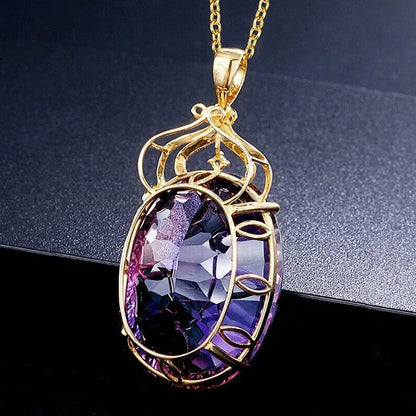Collana con ciondolo alla moda semplice CAOSHI per gioielli affascinanti con temperamento femminile con accessori di lusso in Zirconia viola brillante regalo