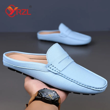 YRZL mocassini estate Slip on mezze scarpe per uomo pantofole in pelle PU Casual traspirante comodi mocassini mocassini scarpe Casual da uomo