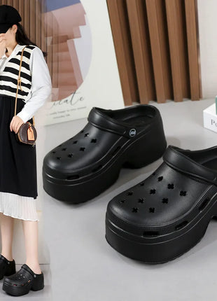 Sandali da Donna con Tacco Alto 9CM, Nuove Ciabatte Estive 2024, Scarpe da Spiaggia e Giardino con Suola Morbida, Impermeabili, Scarpe Forate da Donna per Esterni