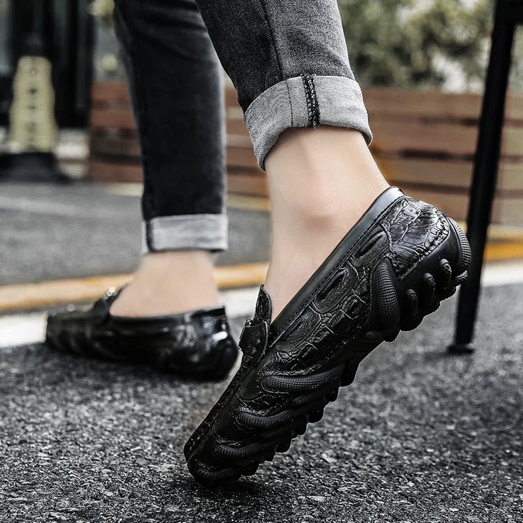 Scarpe Casual da uomo in vera pelle stile coccodrillo mocassini per scarpe comodi da uomo scarpe da uomo Casual Slip on semplici scarpe da guida