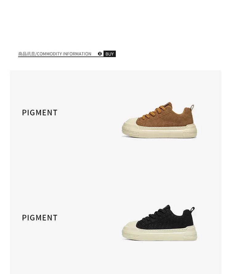 Toe Thick Sole Platform Men Sneakers Lace Up Patchwork Fashion New Trend Casual Trainer Shoes Thick Bottomed All Season