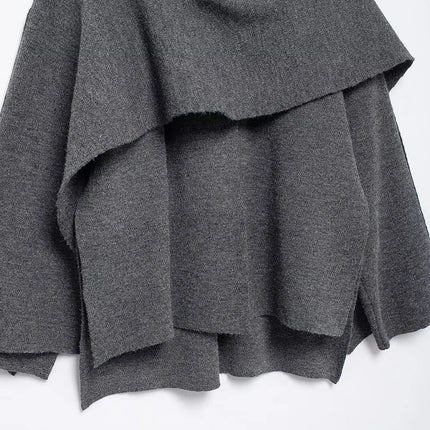 MUJER Cape Coat Women Scarf Collar Ponchos Women 2025 Shawl Long Sleeve Winter Woman Ponchos Cloak Knitted Cardigan for Women