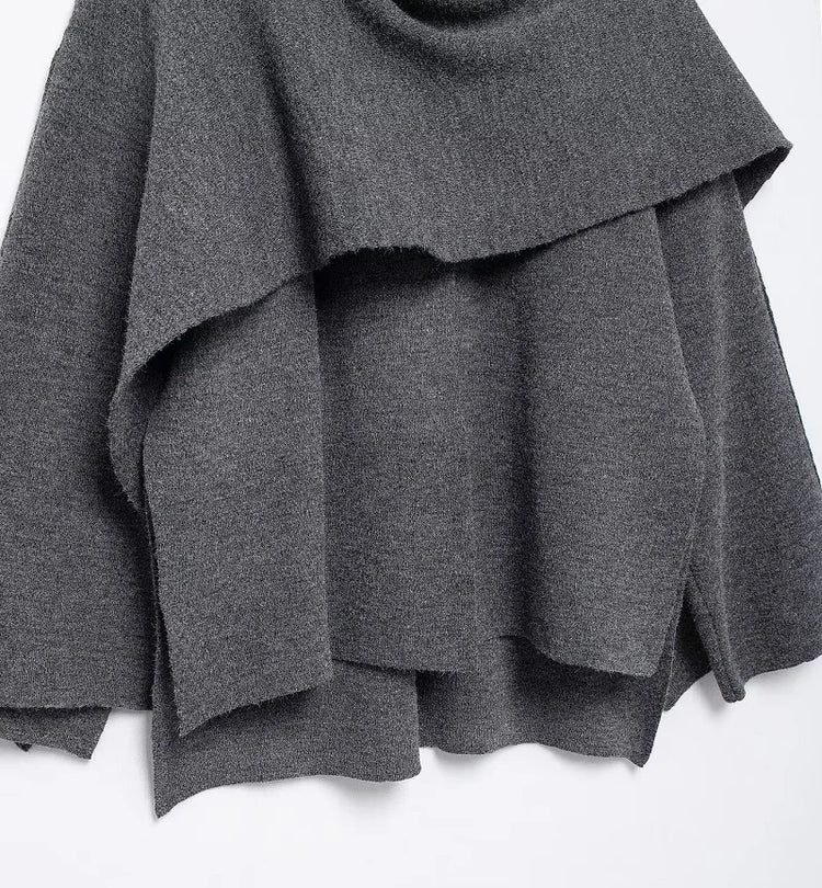 MUJER Cape Coat Women Scarf Collar Ponchos Women 2025 Shawl Long Sleeve Winter Woman Ponchos Cloak Knitted Cardigan for Women