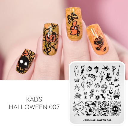 KADS Halloween Nail Stamping Plates skull Pumpkin Bat Template Stencils Nail Art Stamp Image Plate Manicure Nail Print Tool