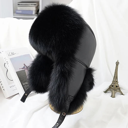 2026 Cap 100% Raccoon Dog Full Fur Fox Fur Hat Men's Fur Ear Protection Winter Thickened and Warm Russian Hat Men's Trend