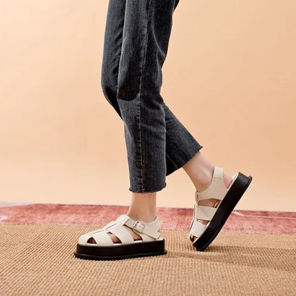 AIYUQI Women's Closed-Toe Sandals, New Summer 2026 Roman Sandals, Fashionable Woven Women's Thick-Soled Casual Shoes