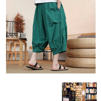 Pantaloncini Estivi da Uomo Taglie Forti in Cotone Comodi Stile Cinese Vintage Moda Casual Sportivi a Lanterna Taglie Grandi fino alla 8XL