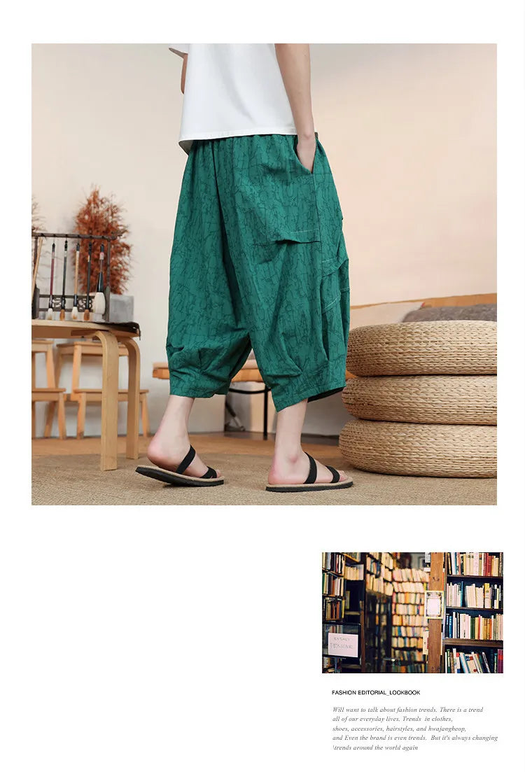 Pantaloncini Estivi da Uomo Taglie Forti in Cotone Comodi Stile Cinese Vintage Moda Casual Sportivi a Lanterna Taglie Grandi fino alla 8XL
