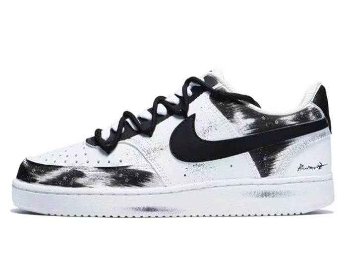 Scarpe da ginnastica personalizzate Nike Court Vision 1 Scarpe da skate basse da uomo bianche nere con motivo a inchiostro antiscivolo resistenti all'usura platinumshop