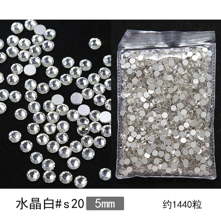 1440pcs Nail Clear/AB Glass Strass FlatBack Crystal Rhinestone (SS3-SS20)3D Nail Gem Stones Non-HotFix Nail Rhinestone 1.3-4.8mm
