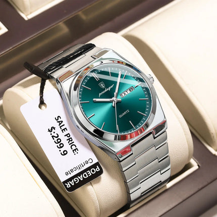 POEDAGAR Orologi da uomo di lusso Impermeabile luminoso Data Settimana Orologio da uomo in acciaio inossidabile Moda casual Orologio da polso da uomo al quarzo Reloj platinumshop