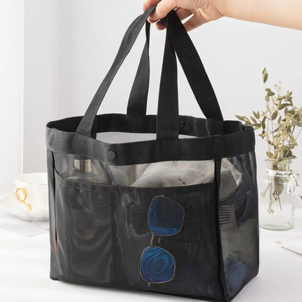 New Mesh Shoulder Bag Transparent Large Capacity Beach Bags Women's Hollow Multi-functional Bag